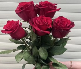 букет из 5 цветков бордовой розы